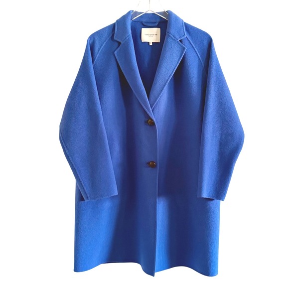 Lafayette 148 Galaxy Blue Cashmere Oversized Two Button Car Coat Small‎ - Picture 11 of 15